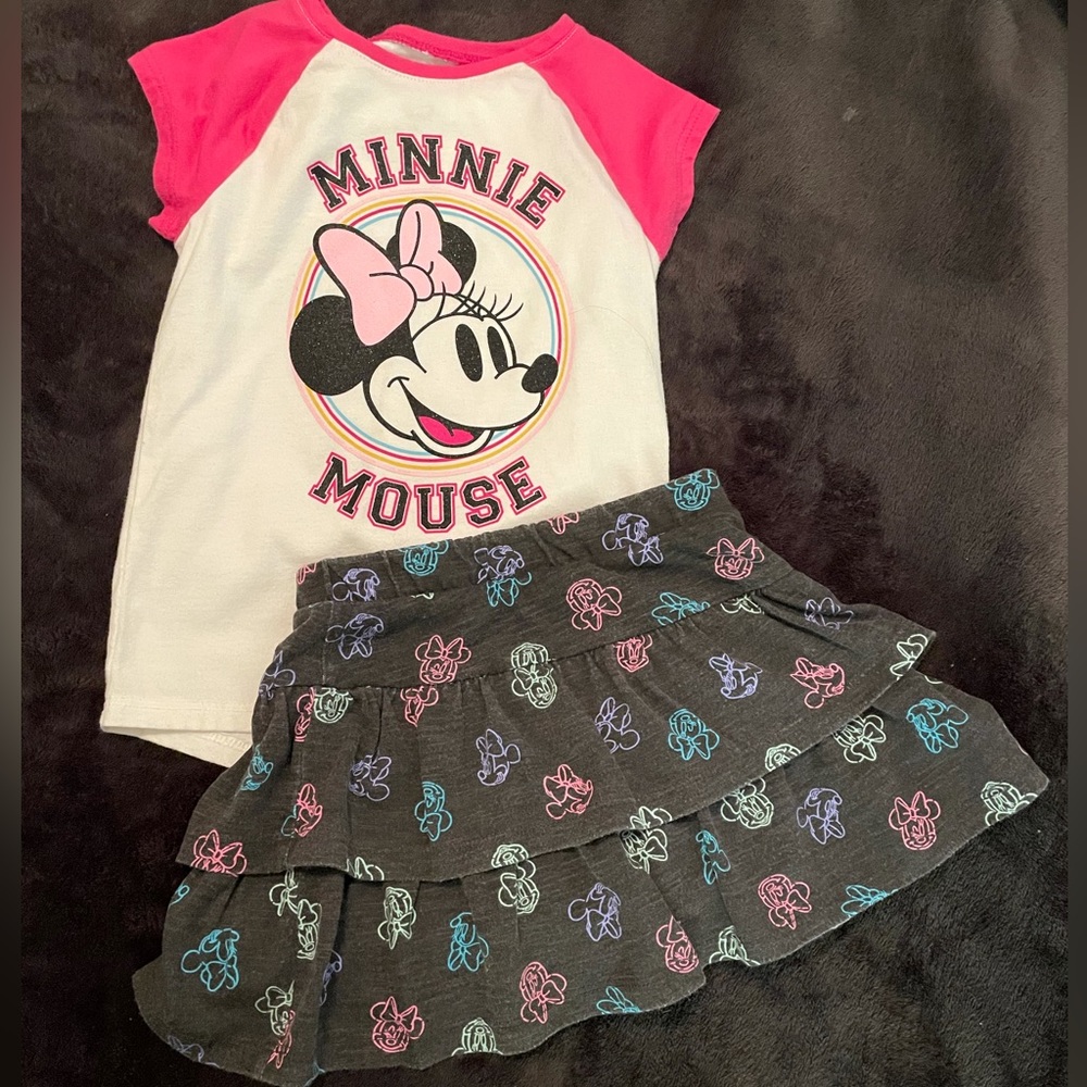 Disney Jumping Beans 2-piece set-Minnie Mouse top w/cartwheel scooter skirt-Sz2T